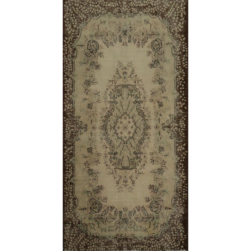 Hand Knotted Oriental 100% Wool Carpet Transitional Floral Beige & Ivories Anatolian Area Rug - 7' 0'' X 3' 11''