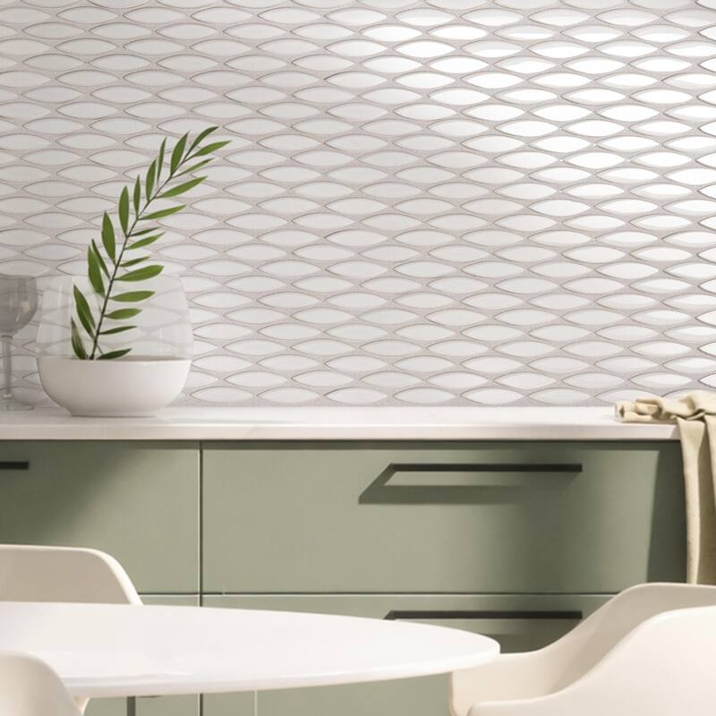 Merola Tile Pescado Glossy Cloud White 12" x 12-1/2" Porcelain Floor and Wall Tile