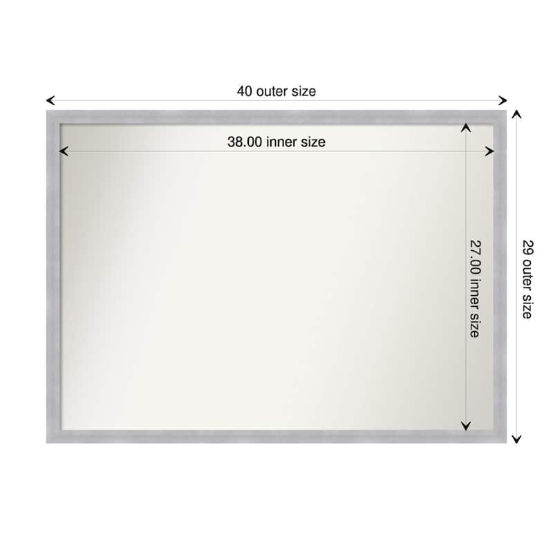 Non-Beveled Bathroom Wall Mirror - Grace Brushed Nickel Narrow Frame - 40 x 29 in - Grace Brushed Nickel Narrow