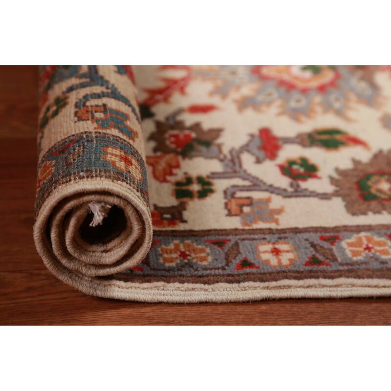 Ivory Floral Kazak Oriental Accent Foyer Rug Handmade Wool Carpet - 2'0"x 3'0"