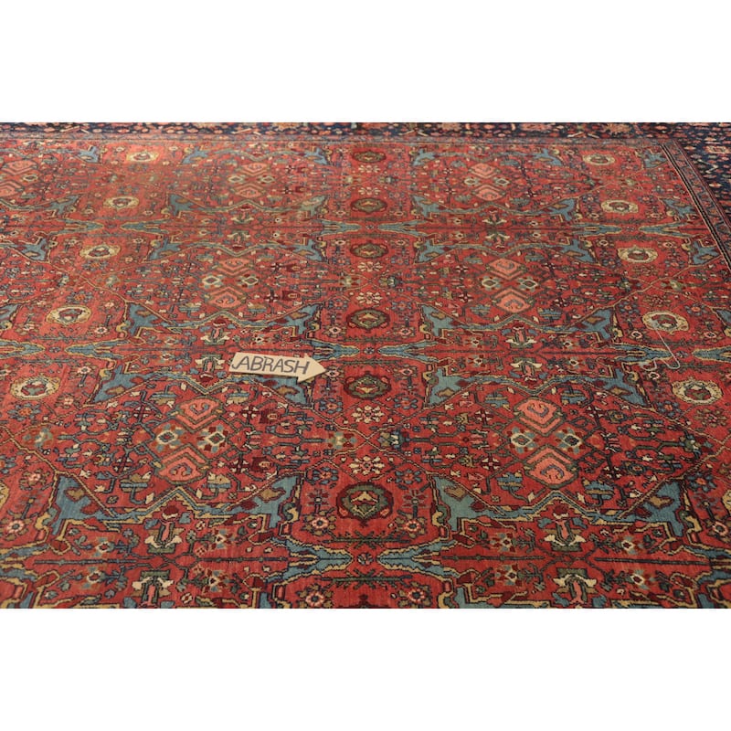 Hand Knotted Oriental 100% Wool Carpet Traditional Floral Oranges & Rust Malayer Area Rug - 13' 5'' X 11' 1''