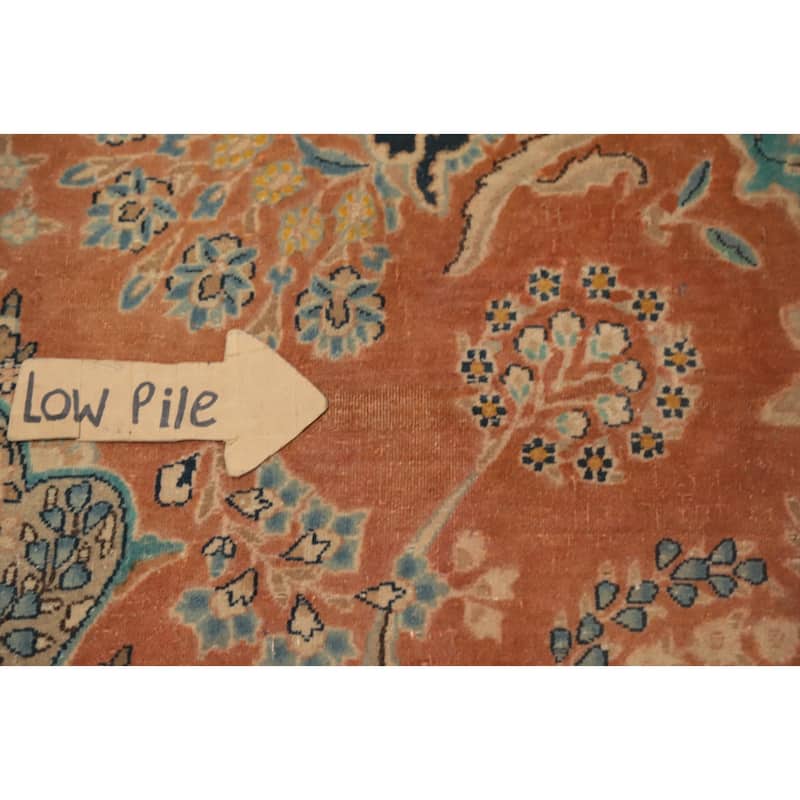 Hand Knotted Oriental 100% Wool Carpet Traditional Floral Oranges & Rust Kerman Area Rug - 13' 7'' X 10' 0''