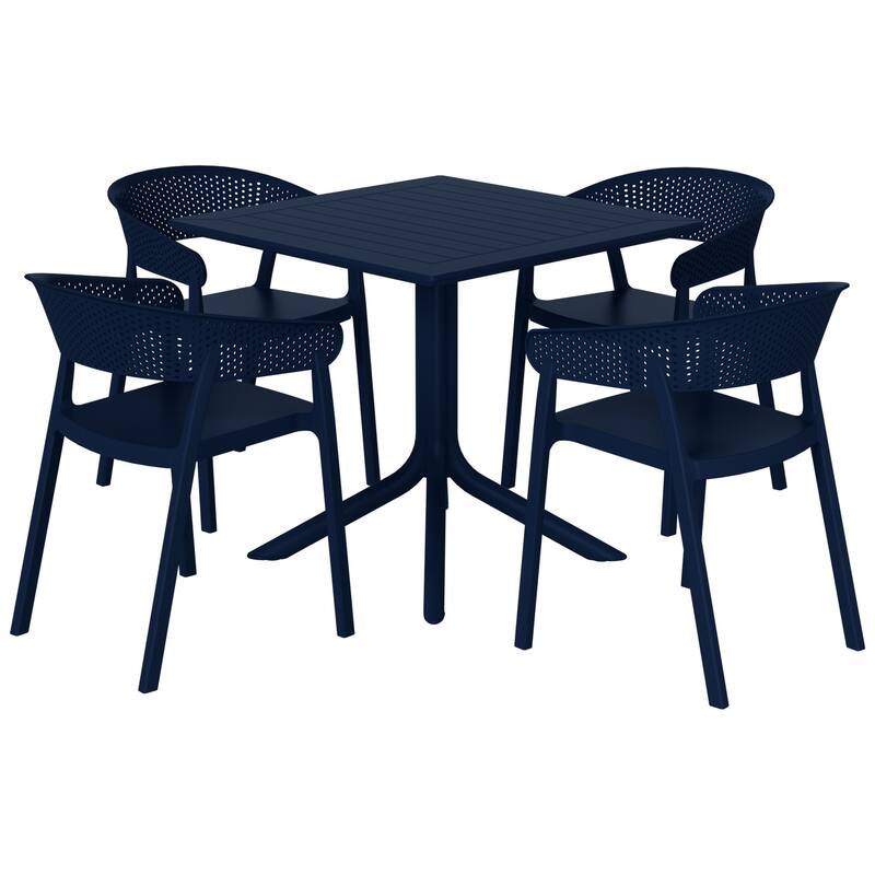 Frond and Form 4-Person Outdoor Square Dining Set - Navy Blue