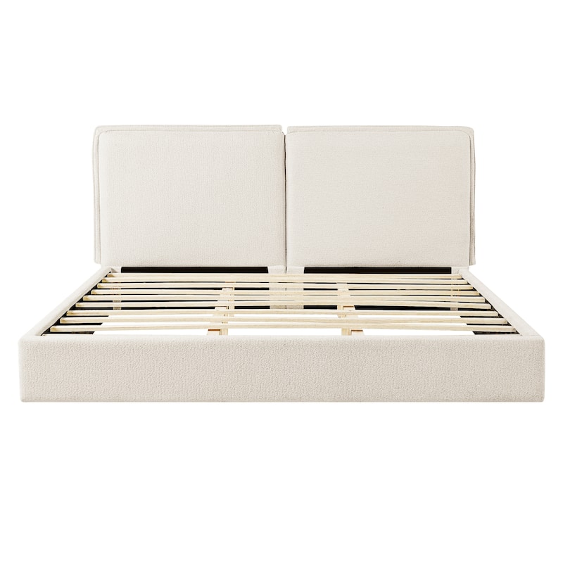 Christopher Knight Home - Modern Upholstered Bed with Double - Pillow Headboard