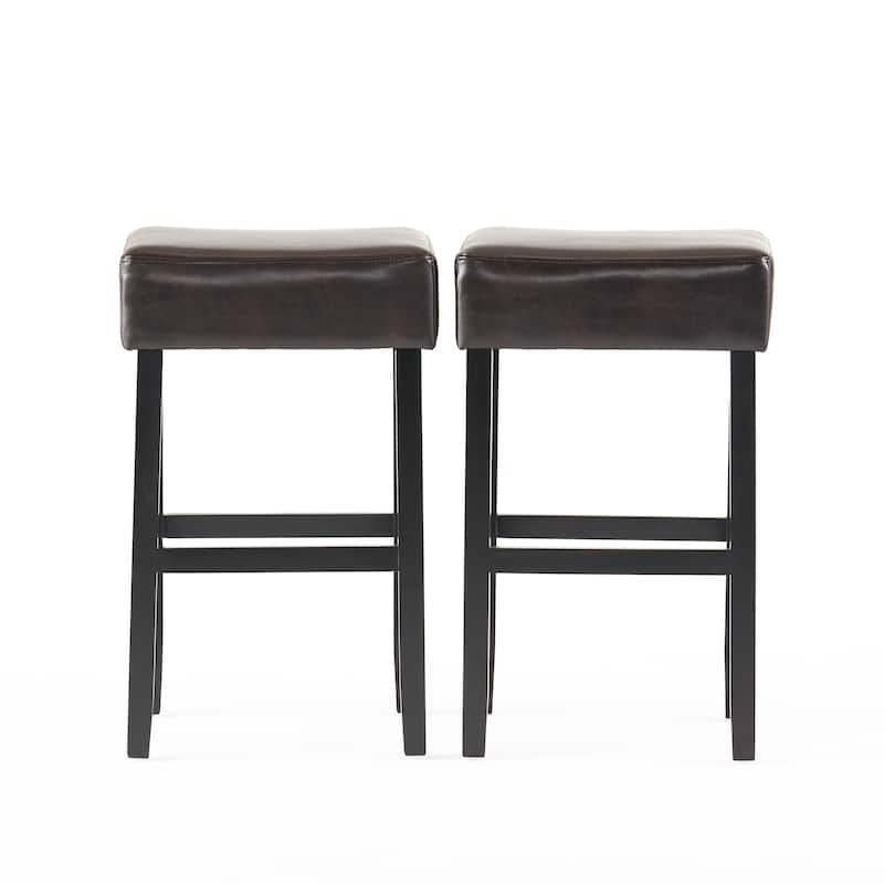 Lopez 30-inch Brown Reconstituted Bycast Leather (Recast) Backless Bar Stools (Set of 2) by Christopher Knight Home