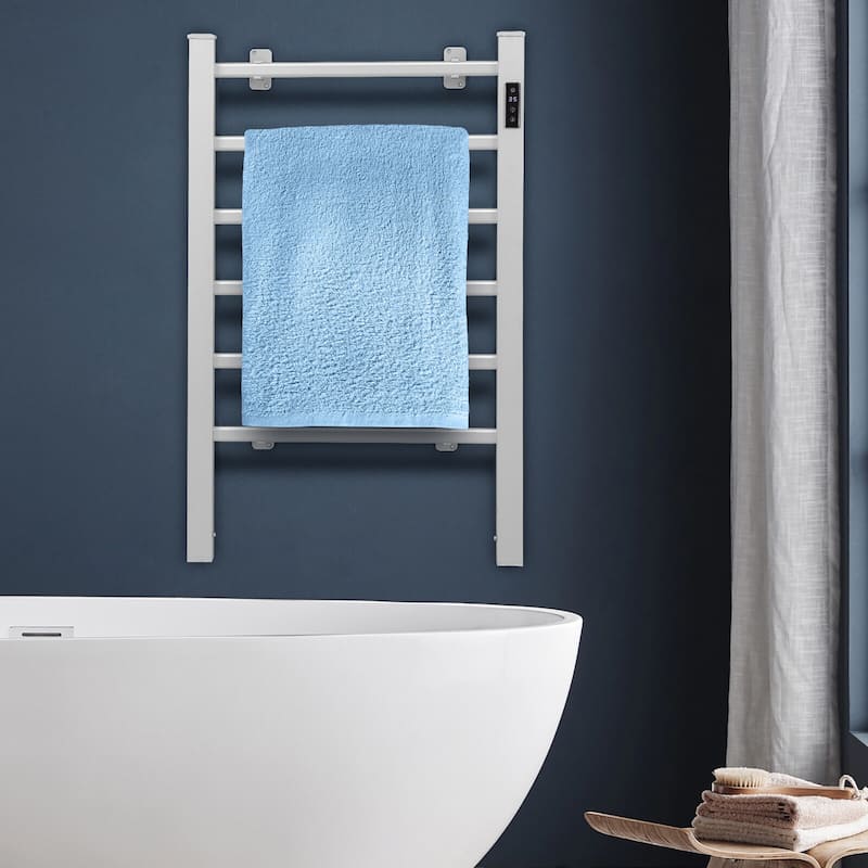 Gymax Freestanding Wall Mounted Towel Warmer 6-Bar Aluminum Heated