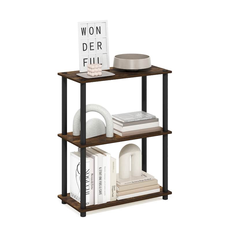3 Tiers Wood Household Shelving Unit in Pine/Black (23.6 in. W x 29.5 in. H x 11.6 in. D) - 23.6