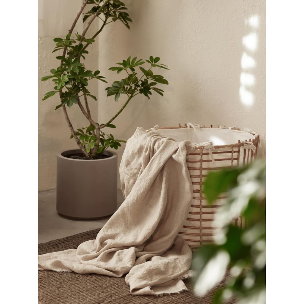 Ana Pure Linen Couch Throw and Multi-Purpose Scarlf-Top Grade & Natural