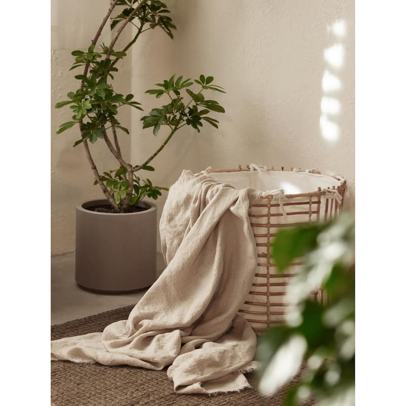 Ana Pure Linen Couch Throw and Multi-Purpose Scarlf-Top Grade & Natural