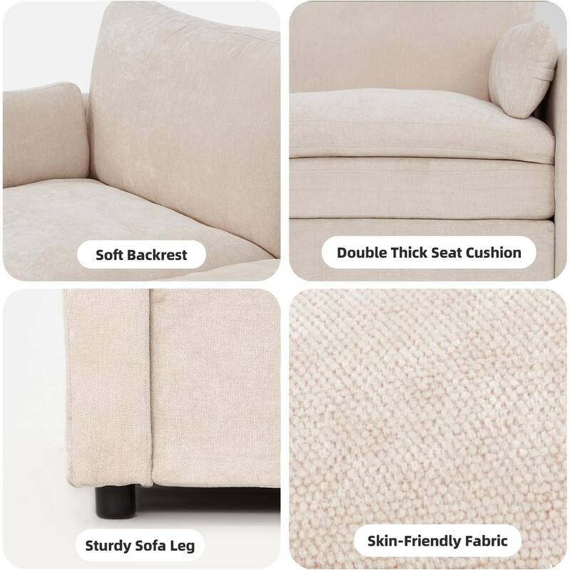 AECOJOY 89" Comfy Sofa Couch for Living Room, 3 Seats Large Modern Chenille Sofa with 2 Removable Pillow