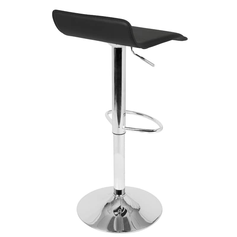 Set of 2 Black Faux Leather Metal Indoor Bar Stools, 34.75"