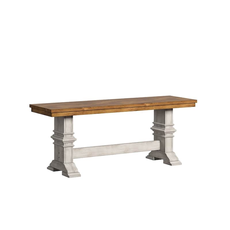 Eleanor Antique White Farmhouse Trestle Base 6-Piece Dining Set - Slat Back by iNSPIRE Q Classic