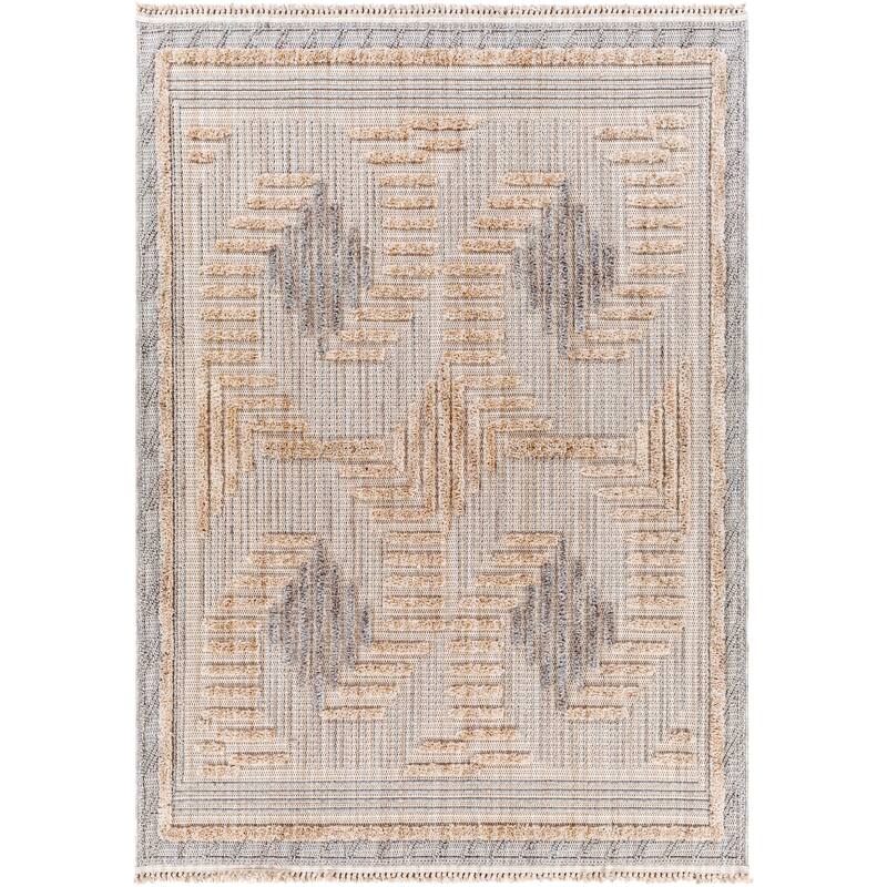 Livabliss Sula Boho Geometric Area Rug - Grey/Beige - 5' 3" x 7'
