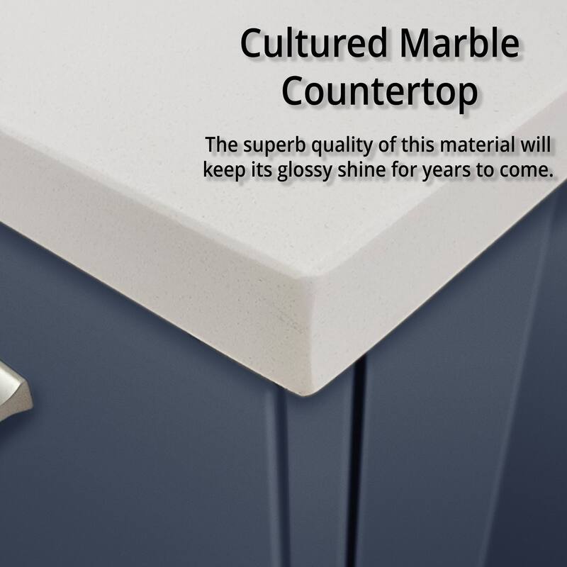 30-Inch Bathroom Vanity with Marble Top, Soft Close Storage, and 30" x 32" Mirror Included