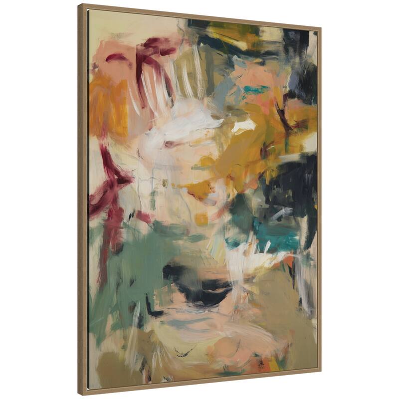 Kate and Laurel Painted Storm No. 2 by Amy Lighthall Framed Canvas Wall Art Print - 28x38 - Gold