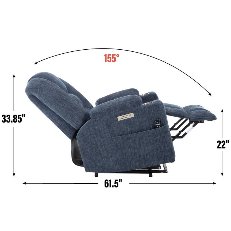 Large Power Lift Recliner with Massage & Heat - Heavy Duty Wide Recliner Chair for Elderly, USB/Type-C Charging, Cup Holders