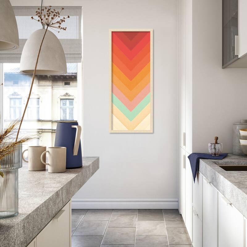 Amanti Art Framed Fabric Pinboard Rainbow Chevrons by Florent Bodart Printed Bulletin Board - Board Size 16 x 40