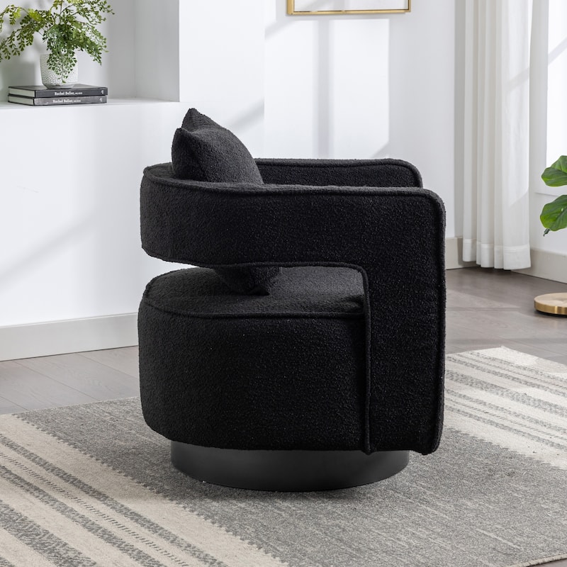 29"W Boucle Upholstered Swivel Armchair Single Sofa