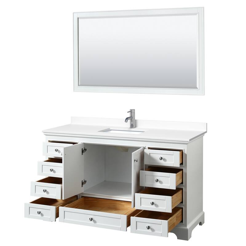 Deborah 60-inch Single Vanity, Cultured Marble Top, 58-inch Mirror