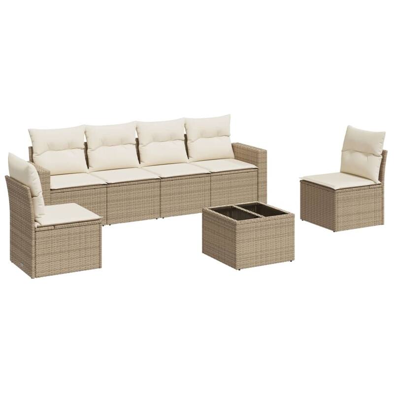 vidaXL Garden Sofa Set Beige PE rattan Large Adjustable Feet - 21.7 x 21.7 x 14.6