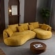 preview thumbnail 36 of 59, Contempory Curved L-Shaped Sectional Sofa with Chaise – Extra Wide White Upholstered Luxury Lounge Yellow - Right Facing