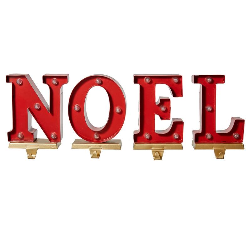 Glitzhome 6-7" H Heavy Duty Christmas NOEL Stocking Holders Mantel Ornament