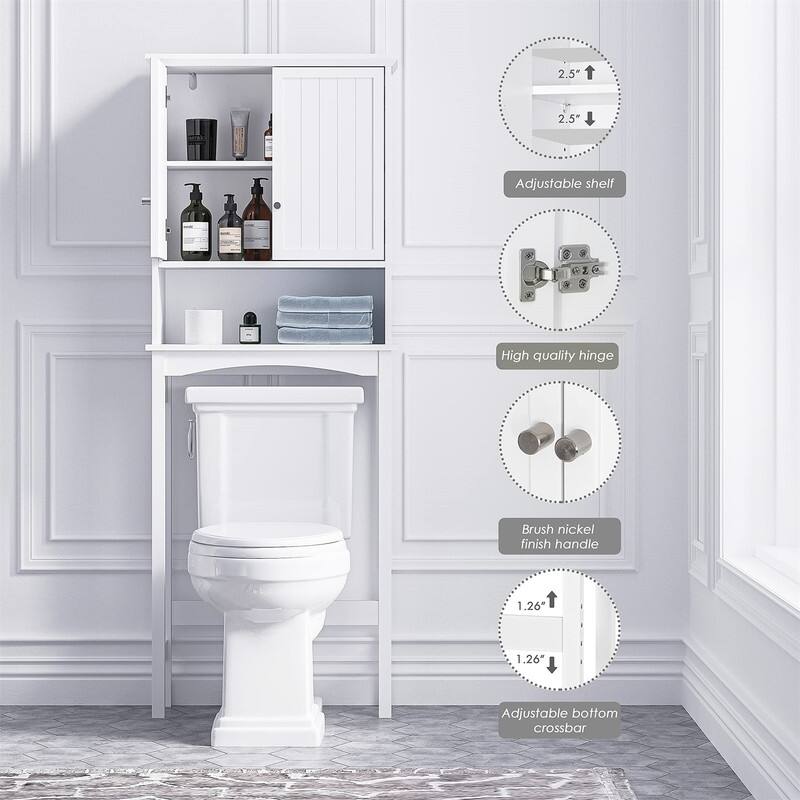 Over The Toilet Storage Cabinet - 9"D x 24"W x 62"H