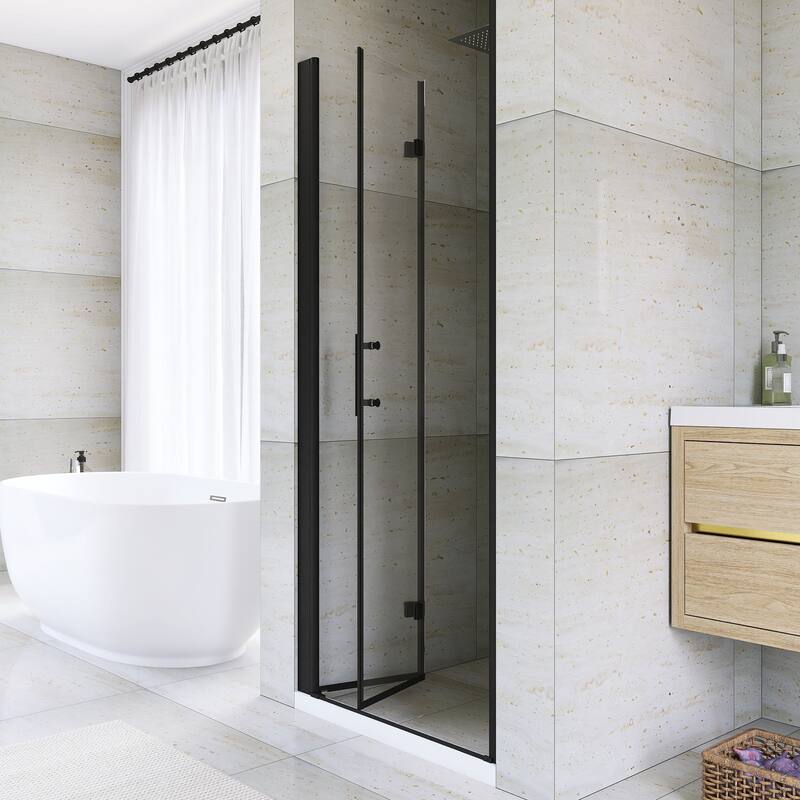 Bifold Framed Shower Door in Matte Black Finish