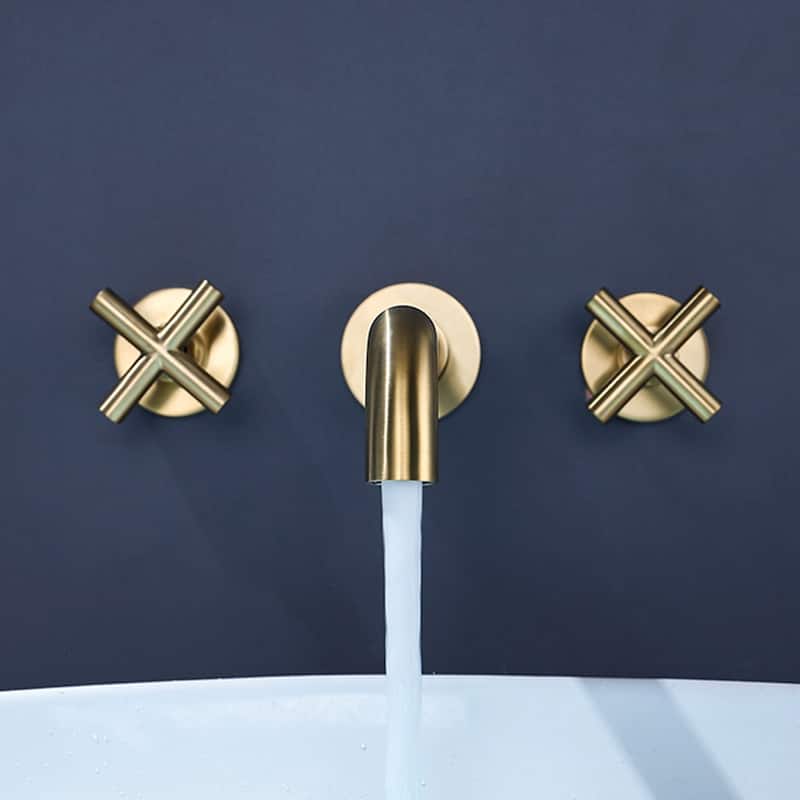 PROOX 360 Rotation Double Handle Wall Mounted Bathroom Faucet