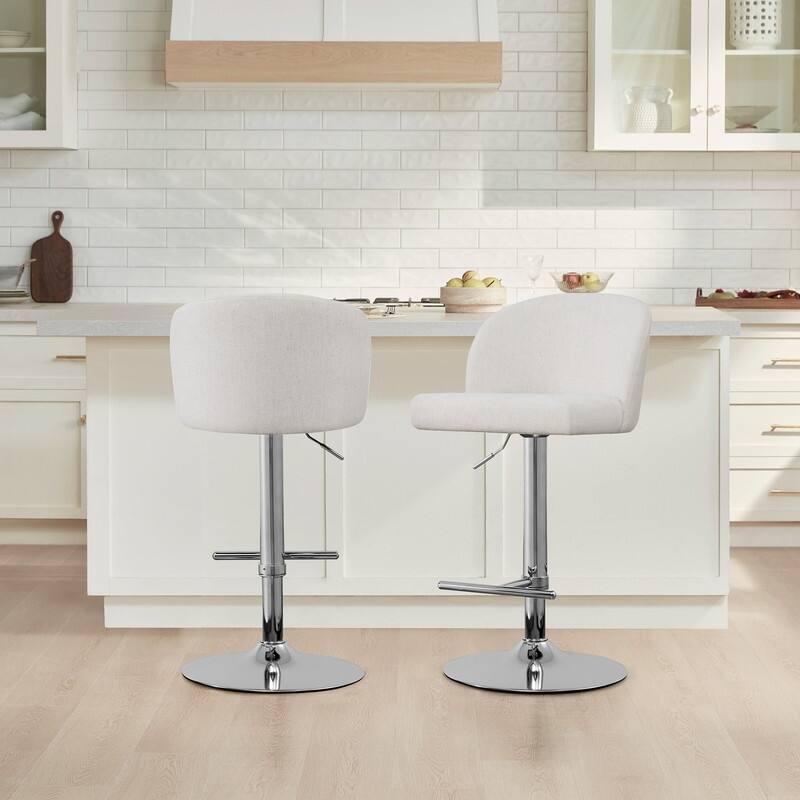 Spruce & Spring Charlotte Modern Adjustable Swivel Bar Stools Set with Arched Footrest
