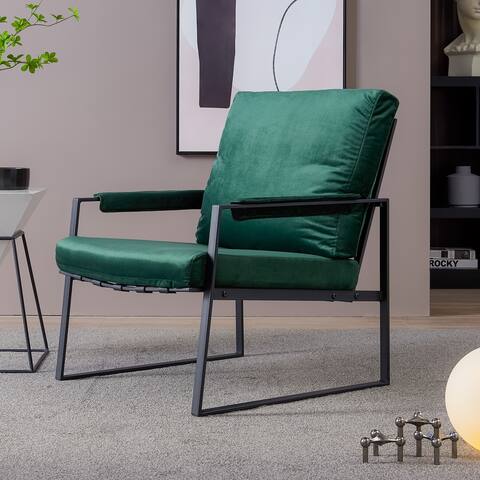 Modern Relax Single arms chair with velvet cushion,Emerald