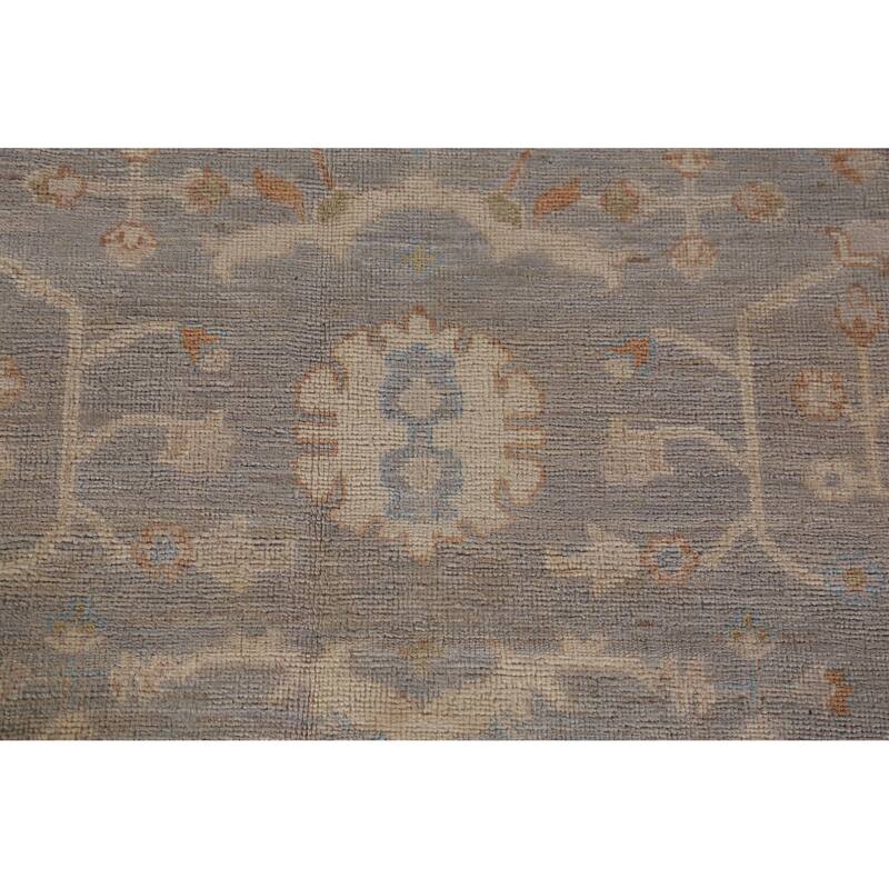 Hand Knotted Oriental 100% Wool Carpet Transitional All-Over Greys & Charcoal Oushak Area Rug - 11' 8'' X 9' 0''
