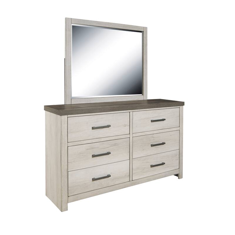 Weathered Grey Farmhouse Dresser with Mirror