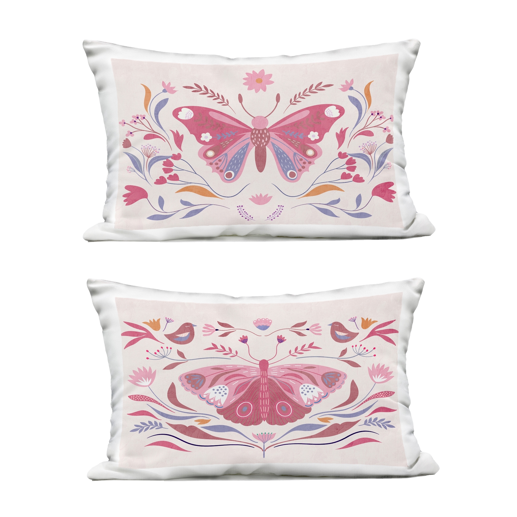 Stupell Boho Folk Butterflies Printed Outdoor Throw Pillow Design by Kim Allen (Set of 2)