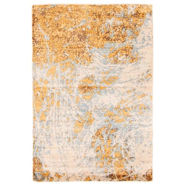 ECARPETGALLERY Hand Loomed Galleria Light Blue Viscose Rug 3'11 x 5'9