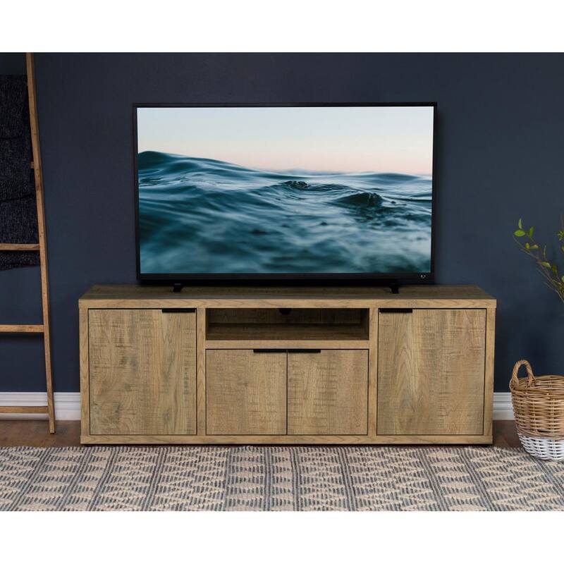 4 Doors and 1 Shelf Wooden TV Stand in Mango