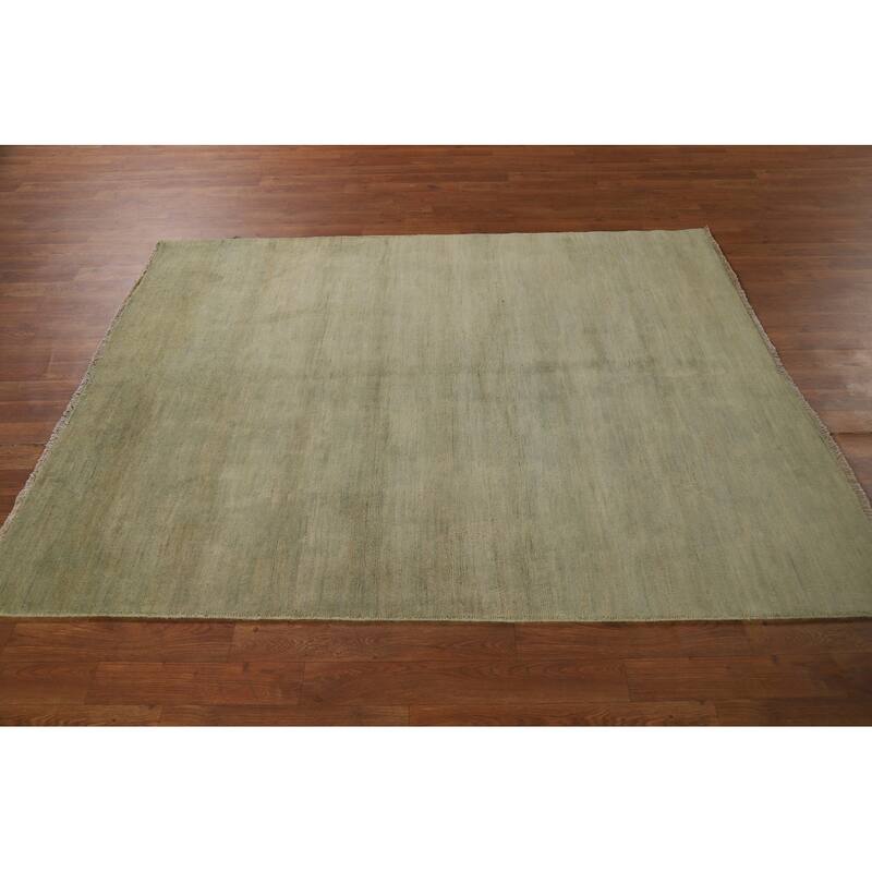 Green Modern Gabbeh Oriental Area Rug Hand-Knotted Wool Carpet - 4'11" x 6'4"