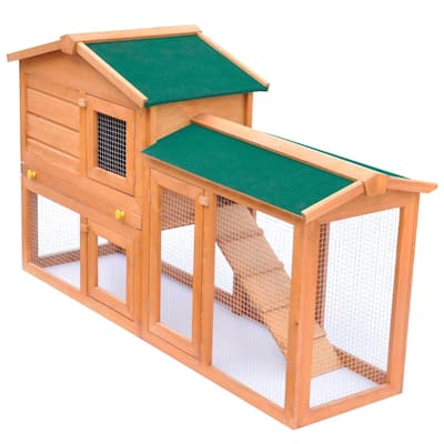 vidaXL Outdoor Large Rabbit Hutch Small Animal House Pet Cage Wood - 55.1'' x 18.1'' x 33.5''