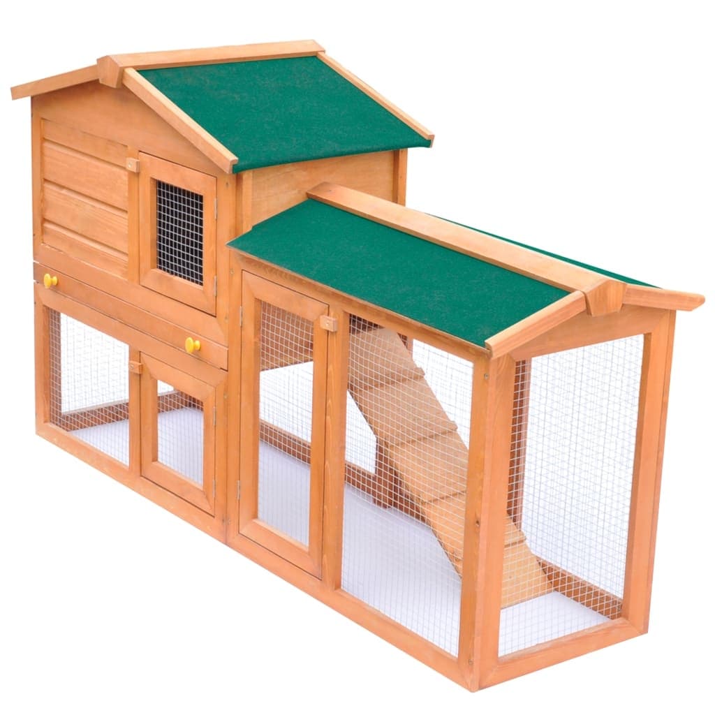 vidaXL Outdoor Large Rabbit Hutch Small Animal House Pet Cage Wood - 55.1'' x 18.1'' x 33.5''
