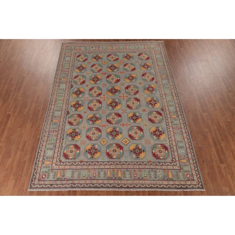 All-Over Geometric Kazak Oriental Area Rug Wool Carpet - 8'5" x 11'9"