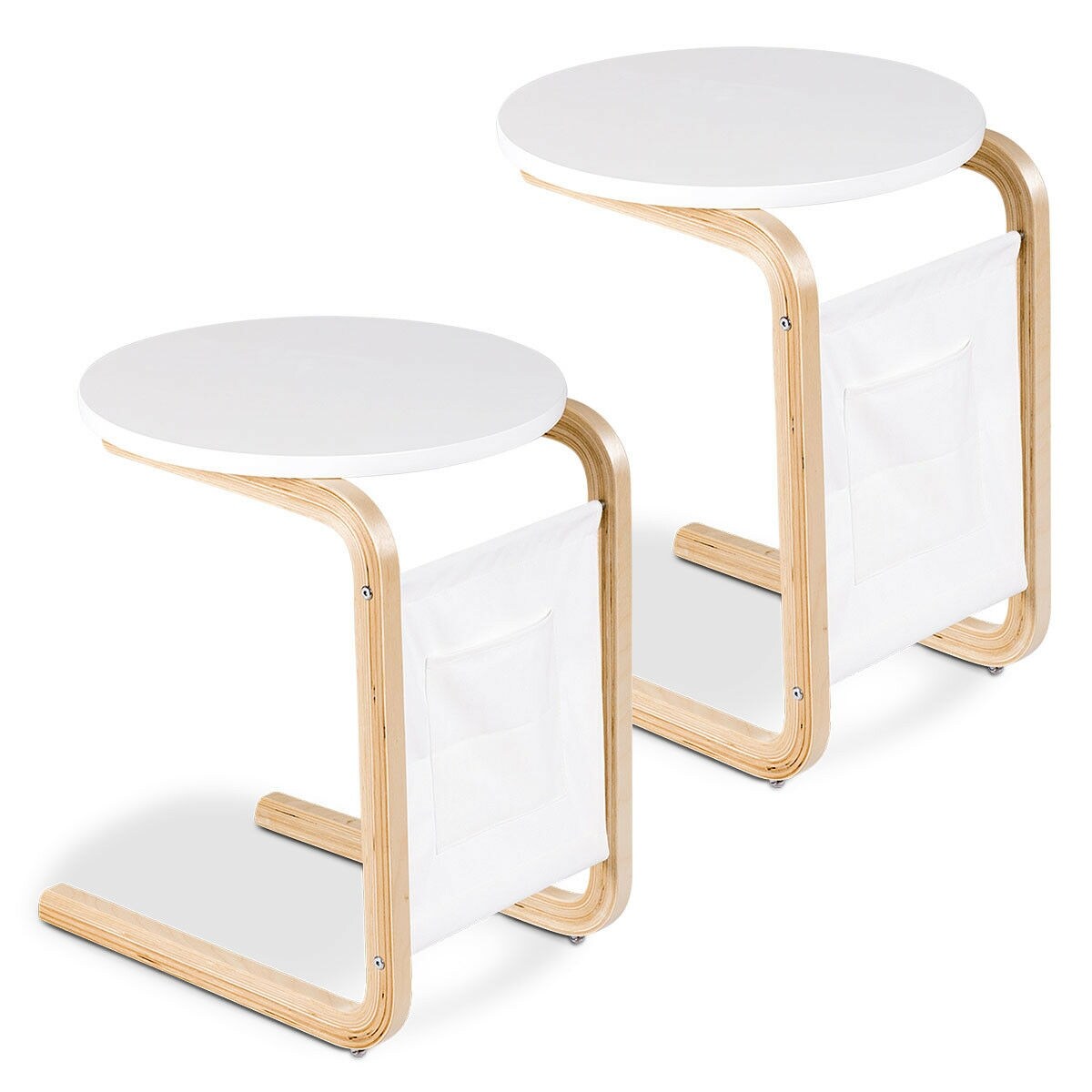 Shop Gymax Set Of 2 Bentwood Sofa End Side Table Coffee Table