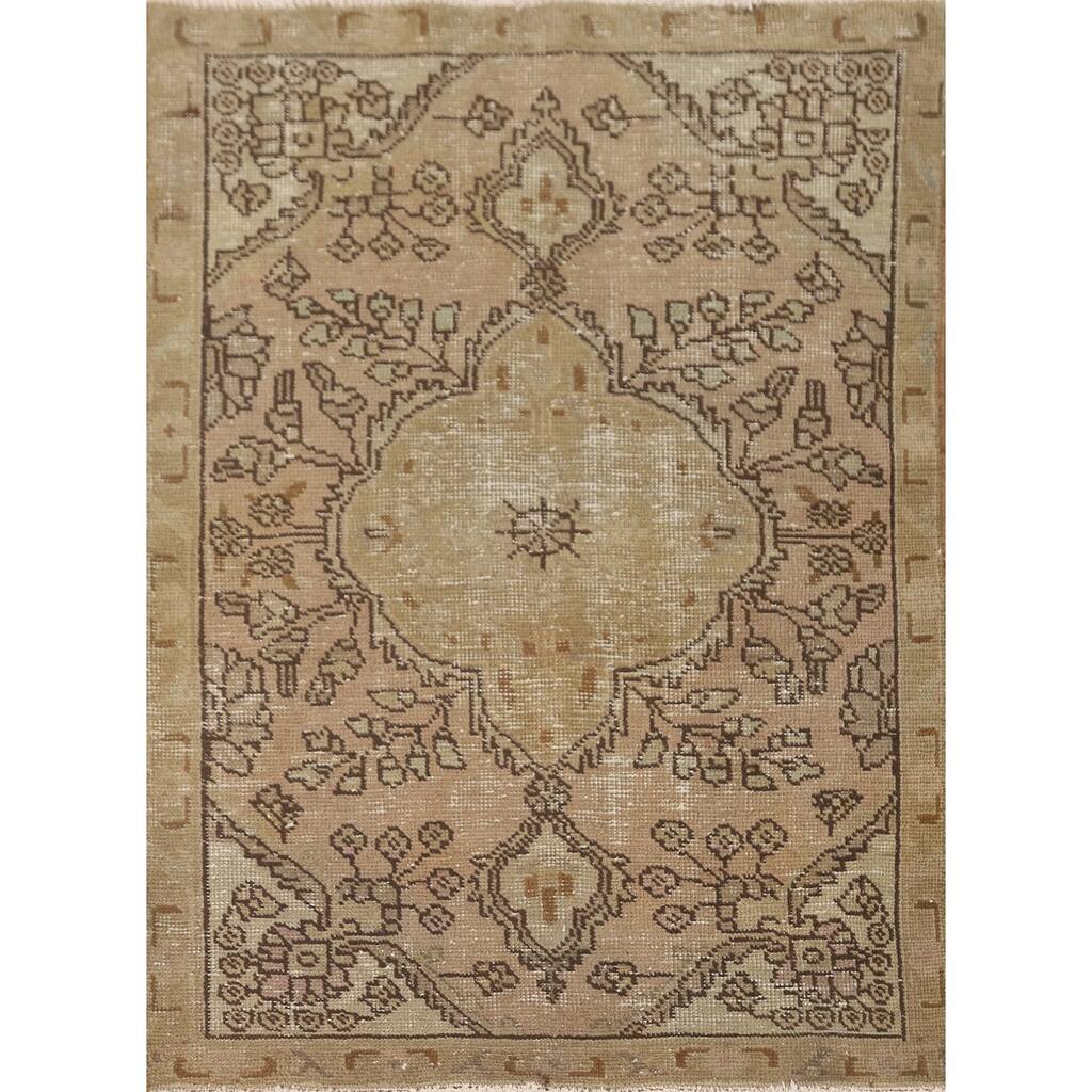 Hand Knotted Oriental 100% Wool Carpet Traditional Floral Brown Tabriz Area Rug - 4' 7'' X 3' 2''