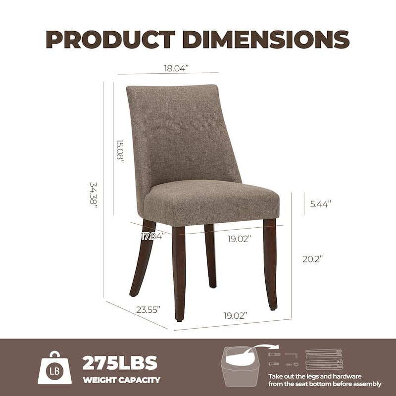 RENEWLINE Contemporary Dining Chair（Set of 2/4/6 - Upholstered Backrest & Wood Frame
