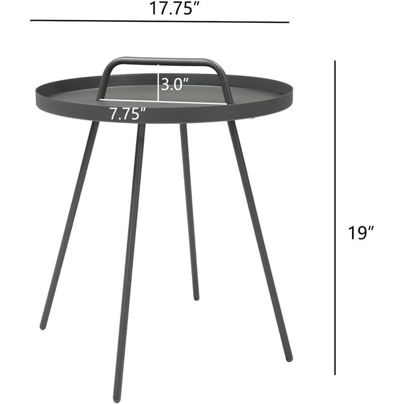 Outdoor Coffee Table with Handle, Weather Resistant Outdoor Portable End Table Millie 17-in Steel Round Side Table