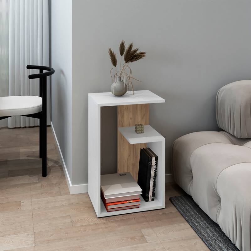 Side Table 25" H, 1 Shelf,FSC Certified CPSIA Compliant,full assembly required - White