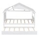 preview thumbnail 8 of 89, Twin Size House Bed Wood Slats Platform Bed Creativity Kids Bed Frame with Skylight, Storage Shelf, Trundle Bed