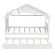 preview thumbnail 8 of 16, White Twin Size Solid Wood House Bed with Trundle and Storage for Kids