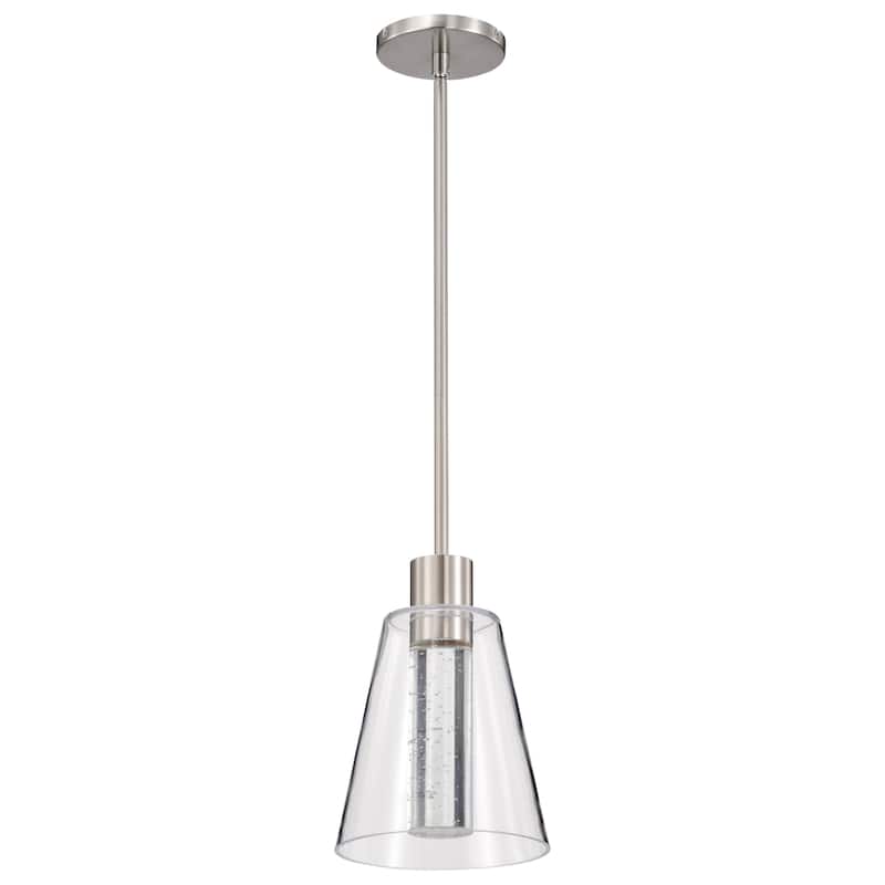 Aura 7 Inch LED Pendant Brushed Nickel K9 Bubble Crystal 3000K CCT - Brushed Nickel - Brushed Nickel
