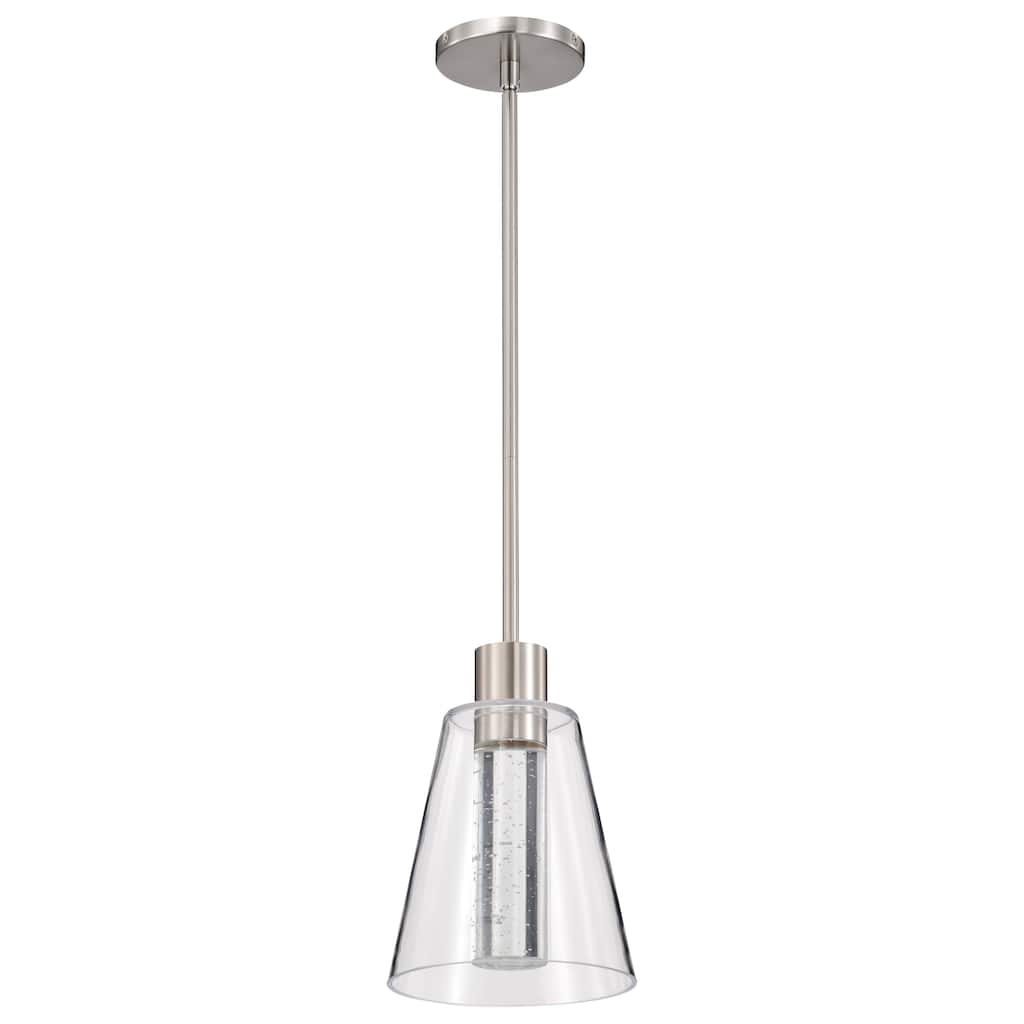 Aura 7 Inch LED Pendant Brushed Nickel K9 Bubble Crystal 3000K CCT - Brushed Nickel