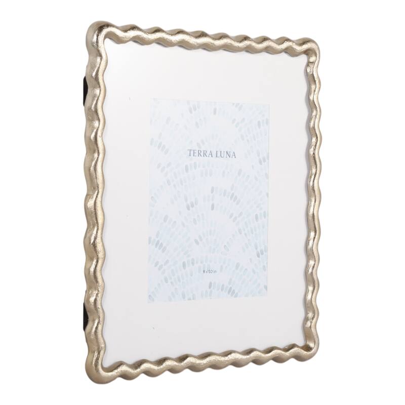 Metal Wood Picture Frame Glass Fronts Wavy Edge Design Glam Boho